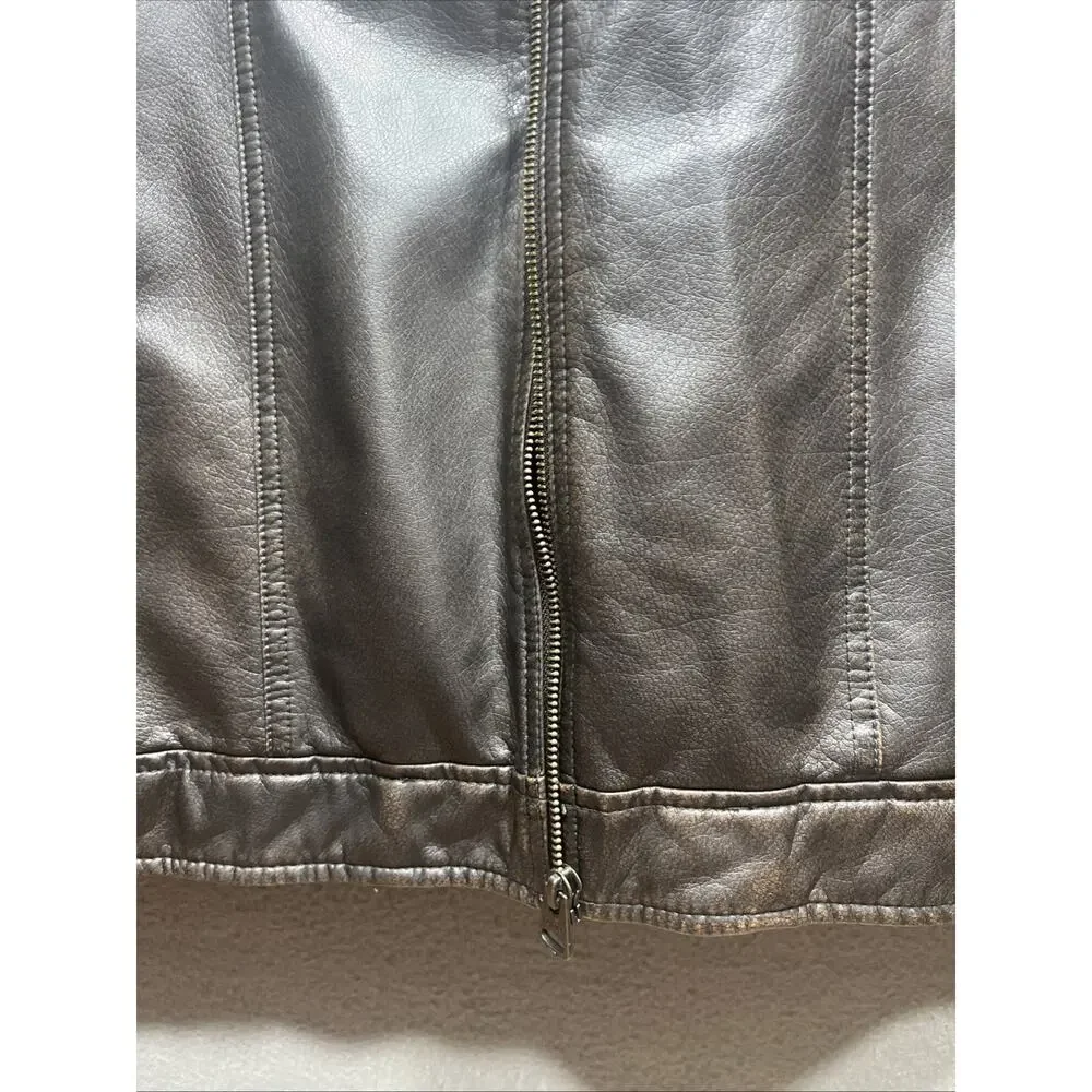 Levi’s Faux Leather Classic Motorcycle Trucker Jacket Brown Mens Size XXL